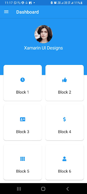 Dashboard with profile using xamarin form for mobile developer