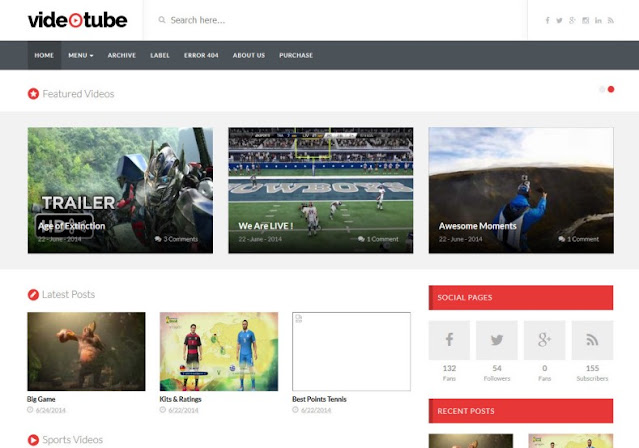 VideoTube Responsive Blogger Template