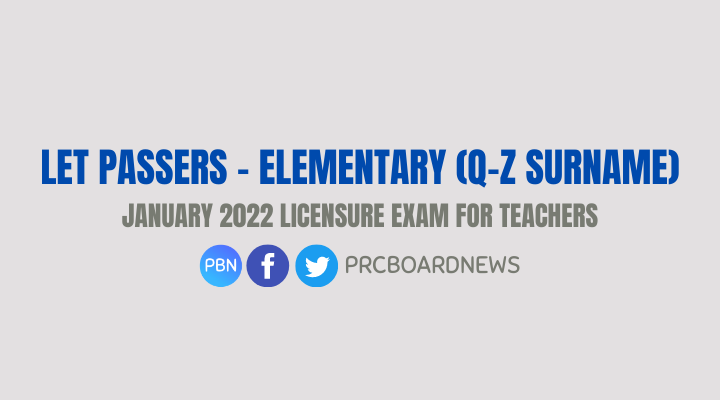 Q-Z Passers List: January 2022 LET Result Elementary