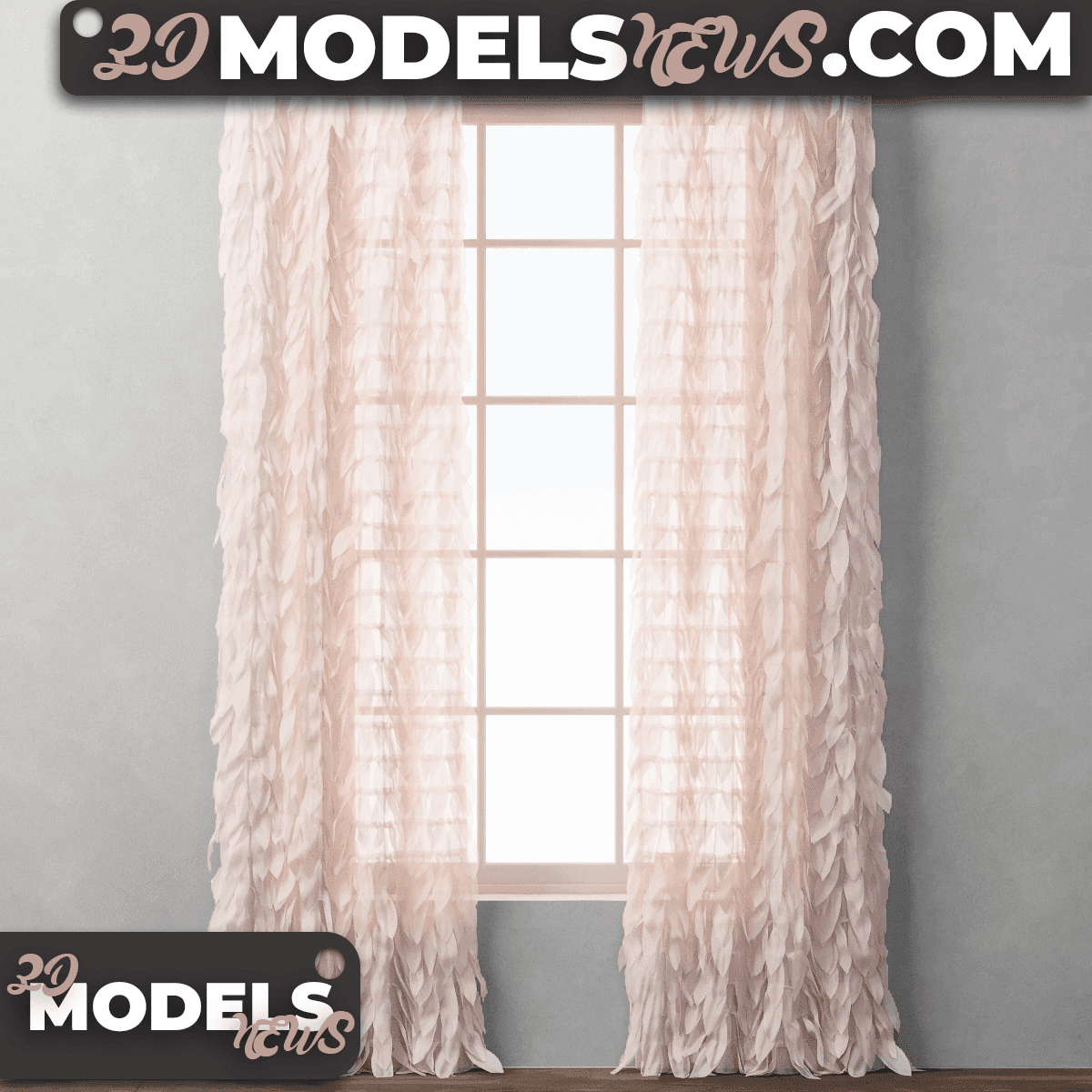 Curtain Model RH Cascading Tulle Drapery Panel 1