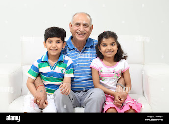 grand father with his grand children