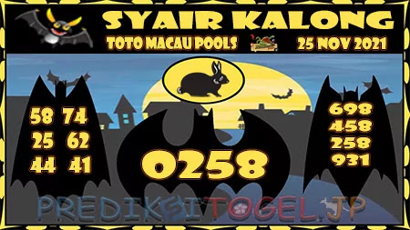 Syair Kalong Toto Macau Hari Ini 25-Nov-2021