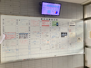 これは、部活動掲示板です。それぞれの部活の活動内容や活動日程などが掲示されています。