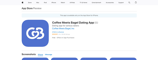 تطبيق المواعدة Coffee Meets Bagel لأجهزة iPhone