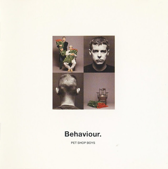 Front sleeve of the album Behaviour ft. Chris Lowe and Neil Tennant.