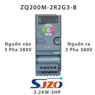 Biến tần vào 3 pha 380V ra 3 pha 380V 3HP 2.2Kw - BIẾN TẦN SJZO ZQ200M-2R2G3-B