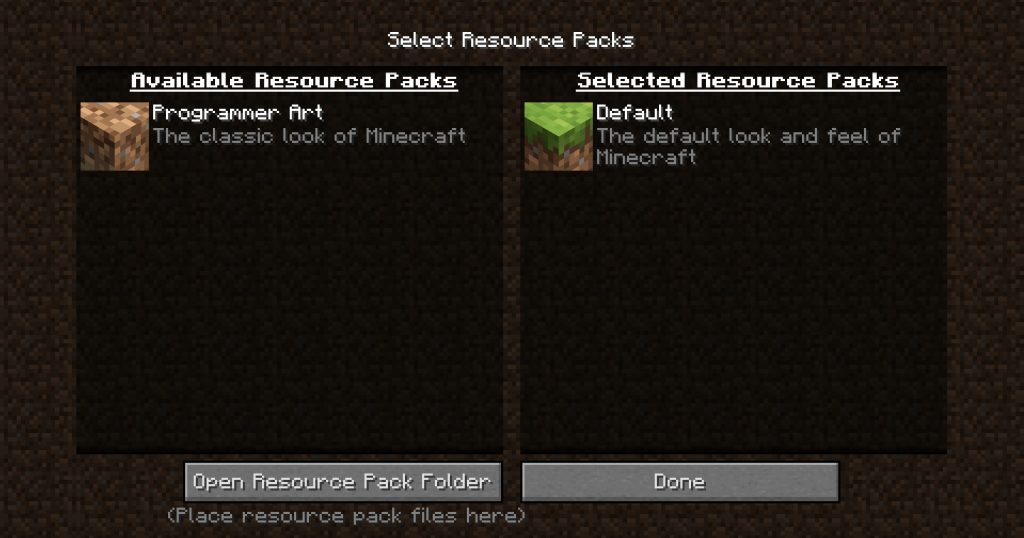 Clicking on “Open Resource Pack Folder” opens the correct folder on the PC. The new packages have to go in there.