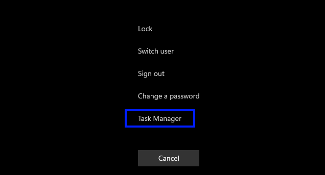 ctrl+alt+delete tskmgr