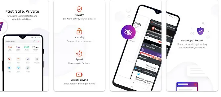 3- افضل متصفح vpn للاندرويد Brave:
