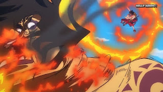 ワンピースアニメ 905話 ワノ国編 | ONE PIECE ルフィ ゴムゴムの火拳銃 レッドホーク Monkey D. Luffy