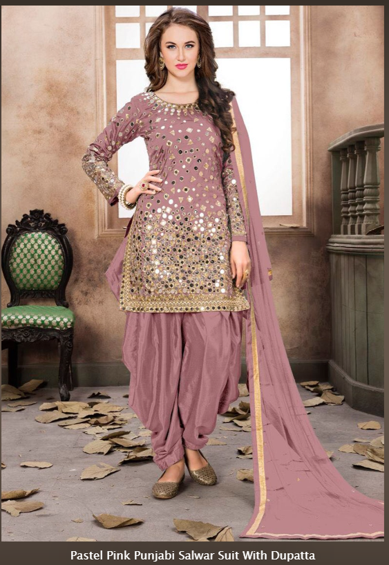 Pastel Pink Punjabi Salwar Suit With Dupatta