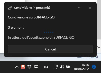 notifica di invio dei file