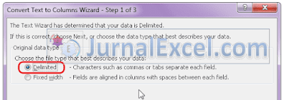 JurnalExcel.com - mengubah baris ke kolom dengan text to column delimited