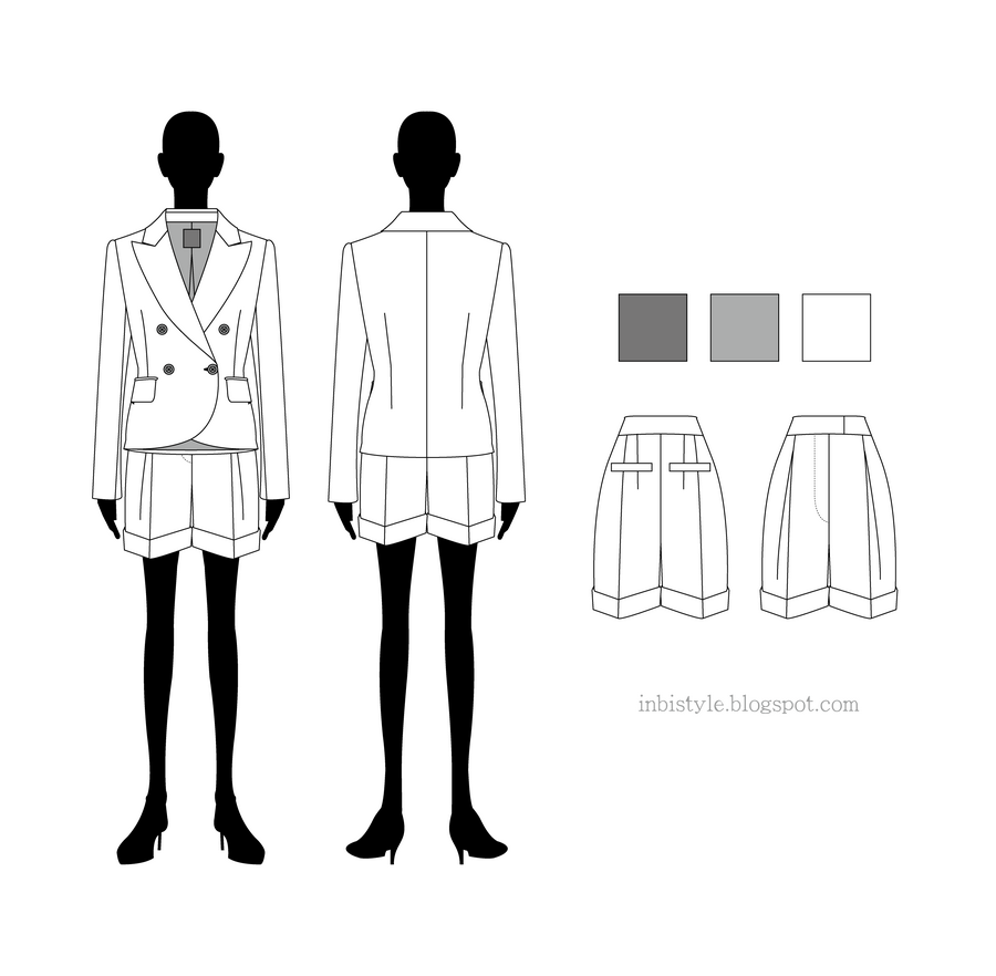 Shorts Blazer Set Template Vector