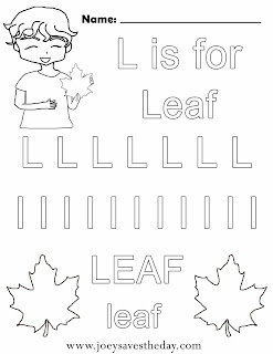 L is for Leaf worksheet