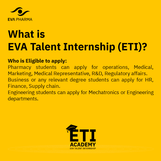 برامج التدريب الصيفي للطلاب في شركة ايفا فارما لعام 2023 EVA Pharma EVA Talant Internship ETI Summer Internships