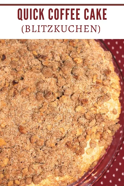 Crumble topping on a baked quick coffee cake.
