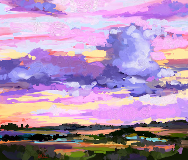 Colorful moment at springtime digital oil painting colorful landscape by Mikko Tyllinen