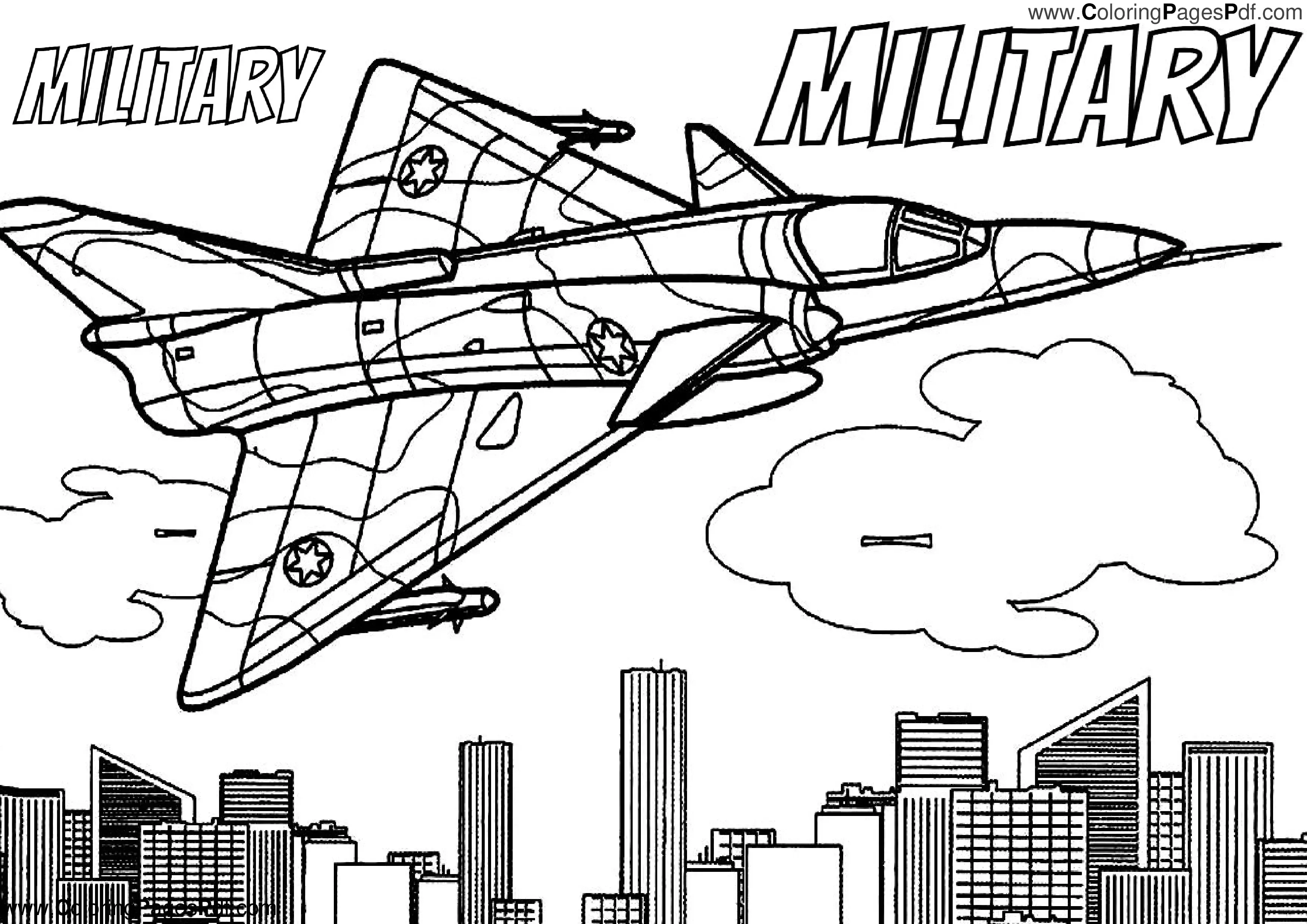 Military airplane coloring pages