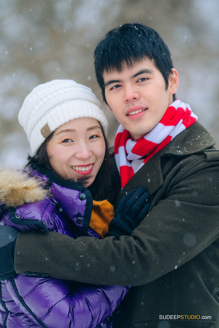 Ann Arbor Winter Snow Engagement Pictures in Arboretum Nature by SudeepStudio.com Ann Arbor Wedding Photographer