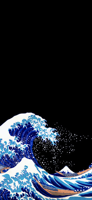 background wallpaper for phone the great wave of kanagawa with black background to save battery in oled or amoled screen