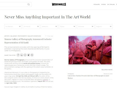 screen shot of Widewalls article announcing Ed Kashi exhibit at Monroe Gallery