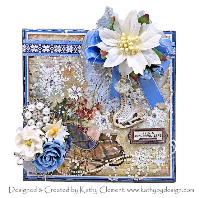Bluefern Yuletide Sleigh Ride Christmas Card by Kathy Clement for Really Reasonable Ribbon Photo 01