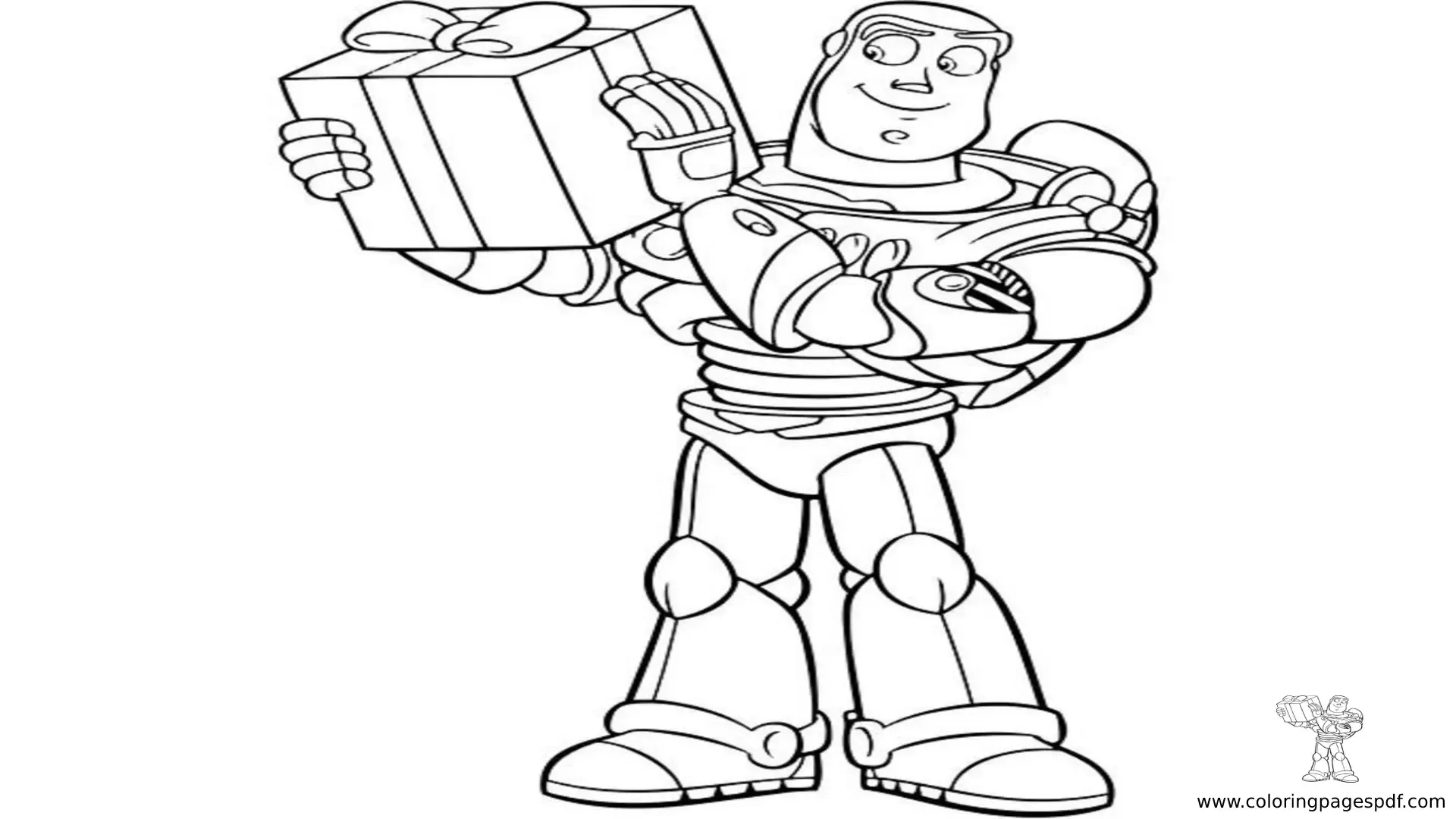 Coloring Pages Of Buzz Lightyear Holding A Gift