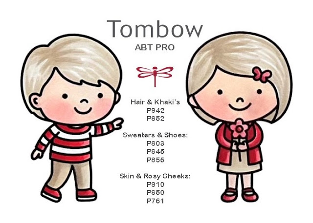 Sunny Studio Spring Showers Boy & Girl Hair, Skin & Clothes Coloring Guide using Tombow ABT Pro Alcohol Markers Pens)