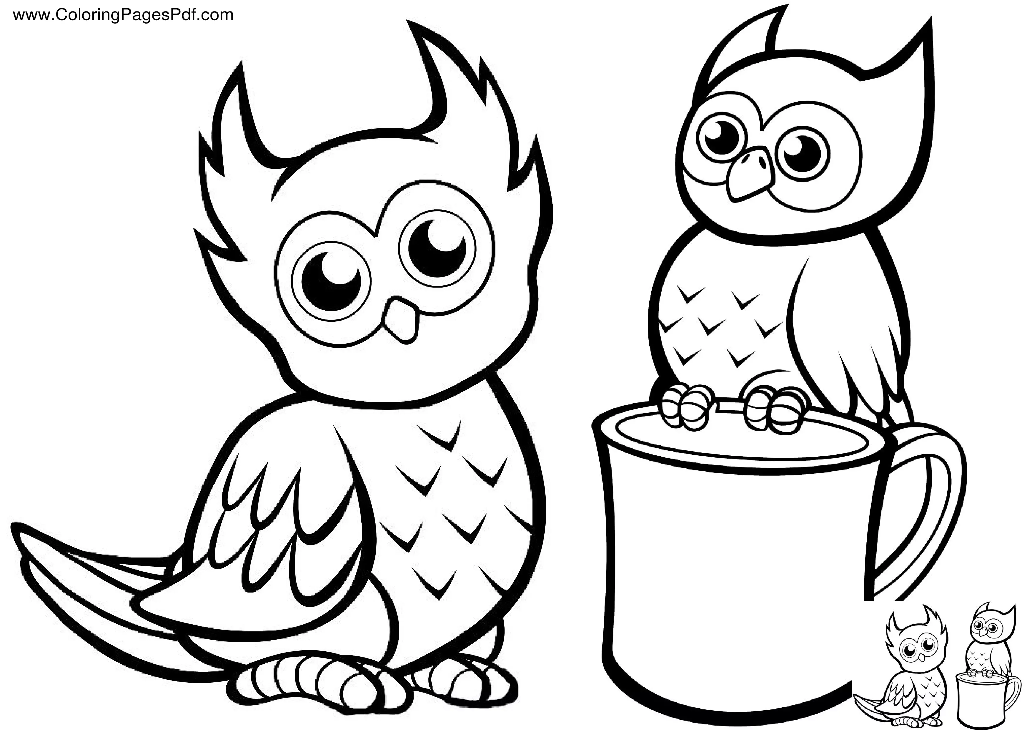 Cute owl coloring pages
