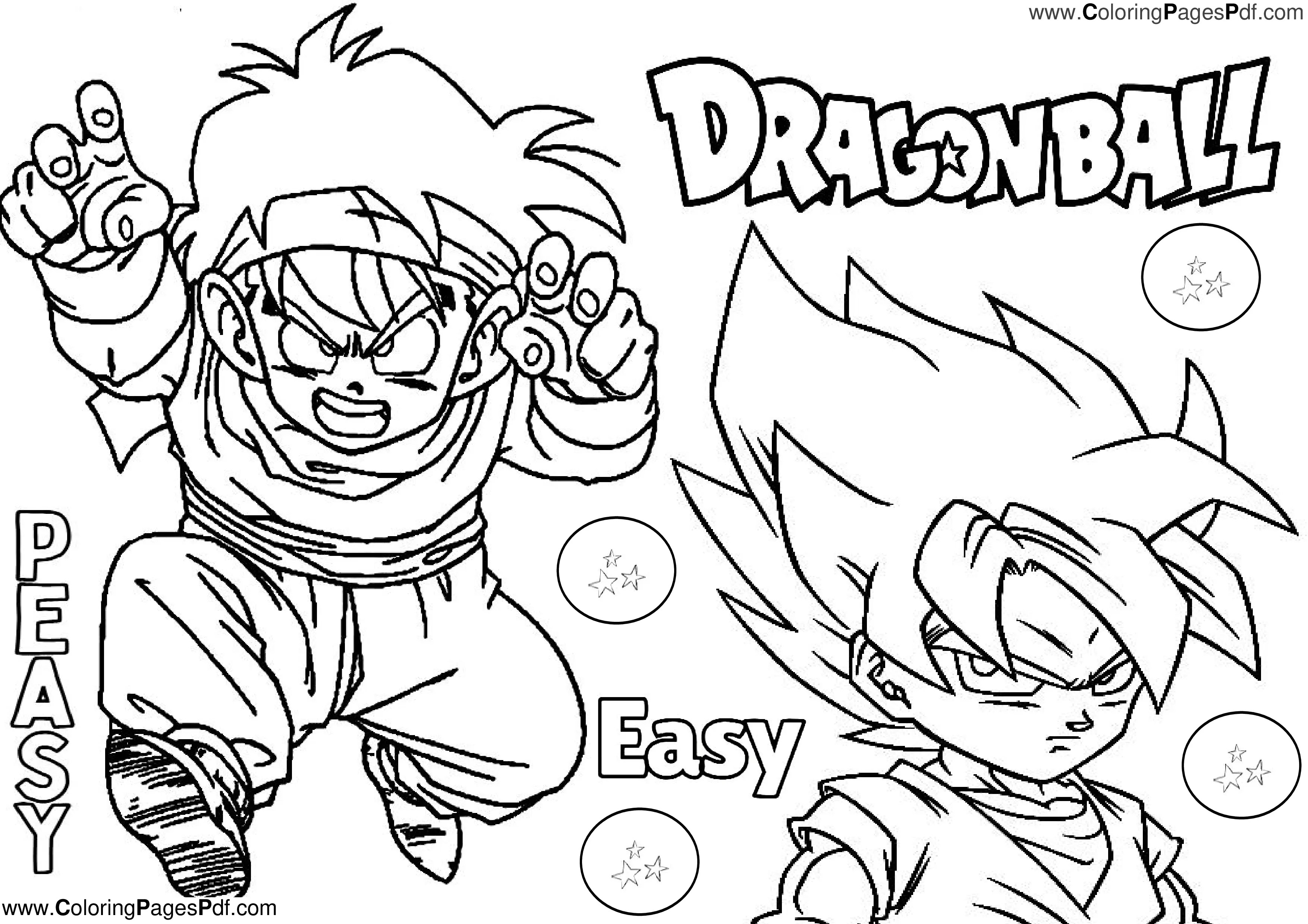 Dragon ball z coloring pages for kids