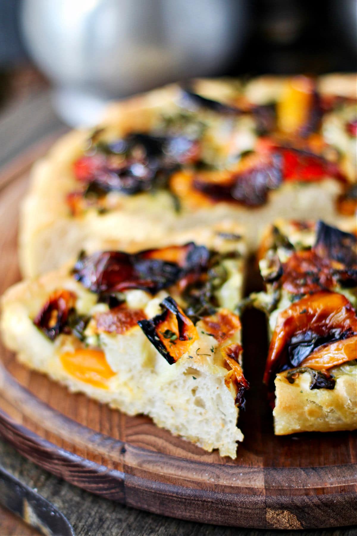 Roasted Pepper and Chile Focaccia slices.