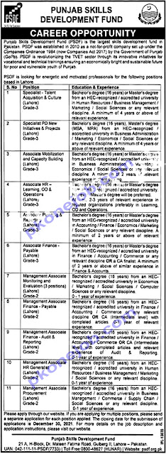 Punjab Skills Development Fund PSDF Jobs 2021