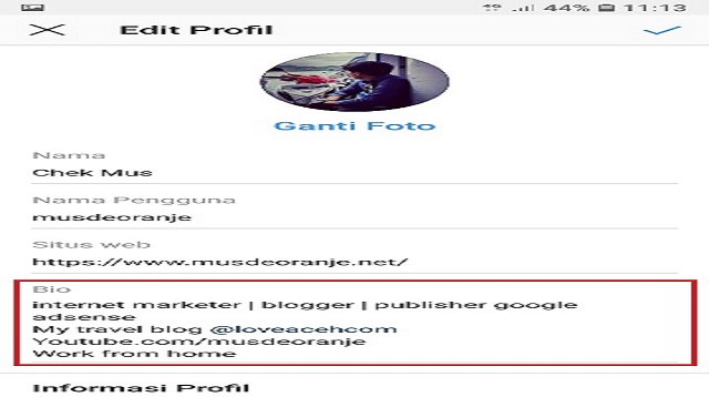  Anda pasti pernah melihat bio di profil  pada akun Instagram seseorang yang menggunakan f Cara Mengganti Bio IG Terbaru