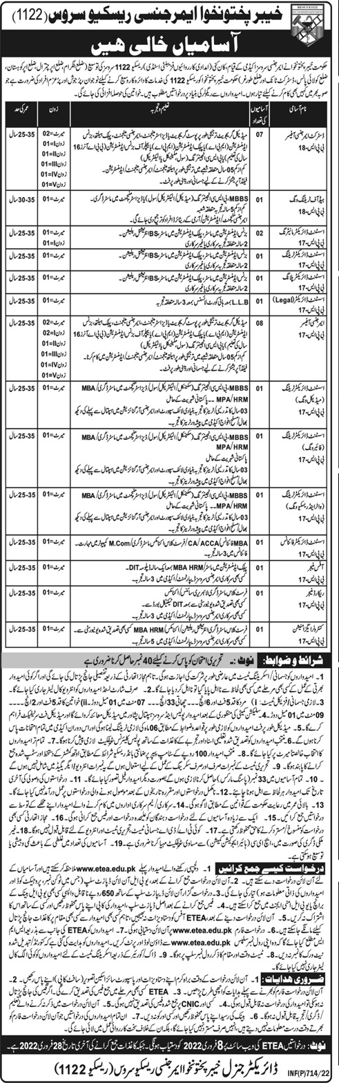 rescue 1122 kpk jobs 2022