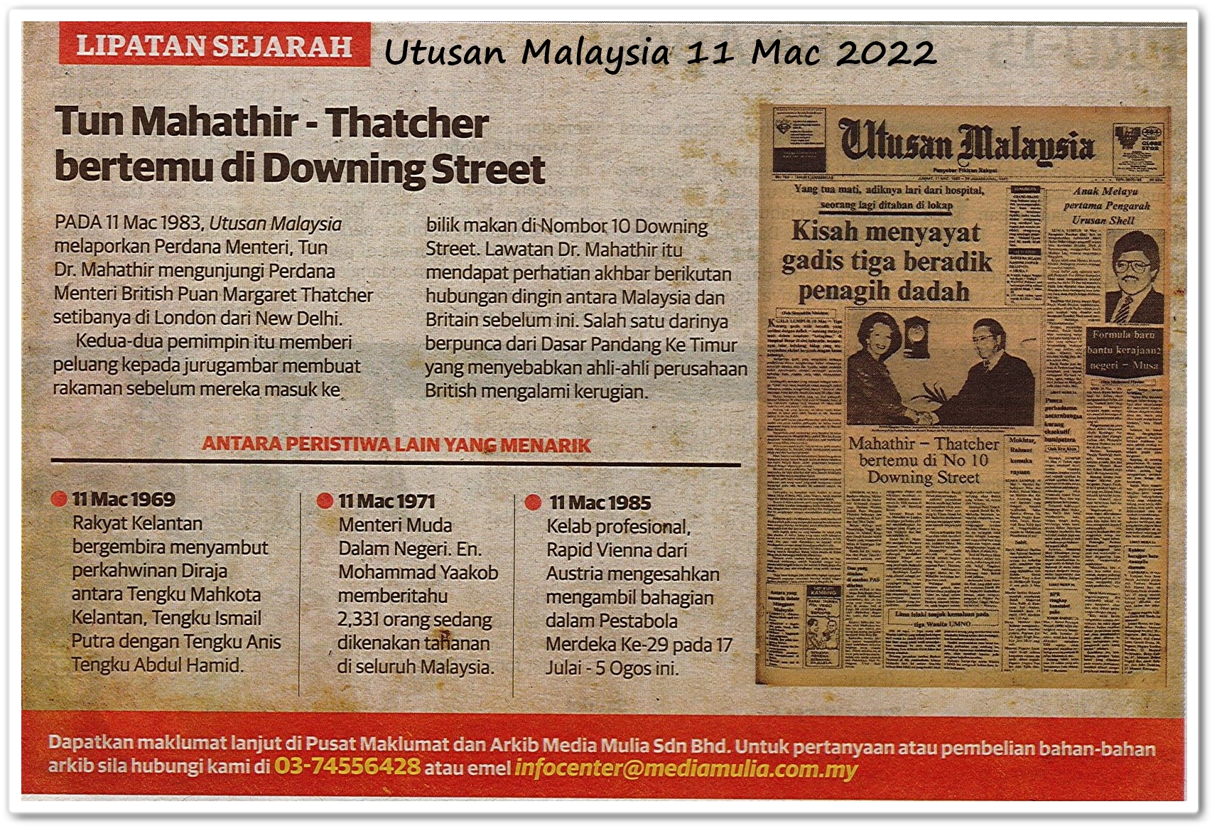 Lipatan sejarah 11 Mac - Keratan akhbar Utusan Malaysia 11 Mac 2022