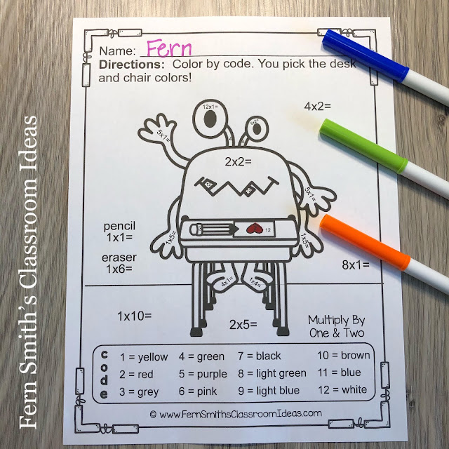 Grab These St. Valentine's Day Color By Number Multiplication and Division Love Monsters Worksheet Bundle Resource TODAY!