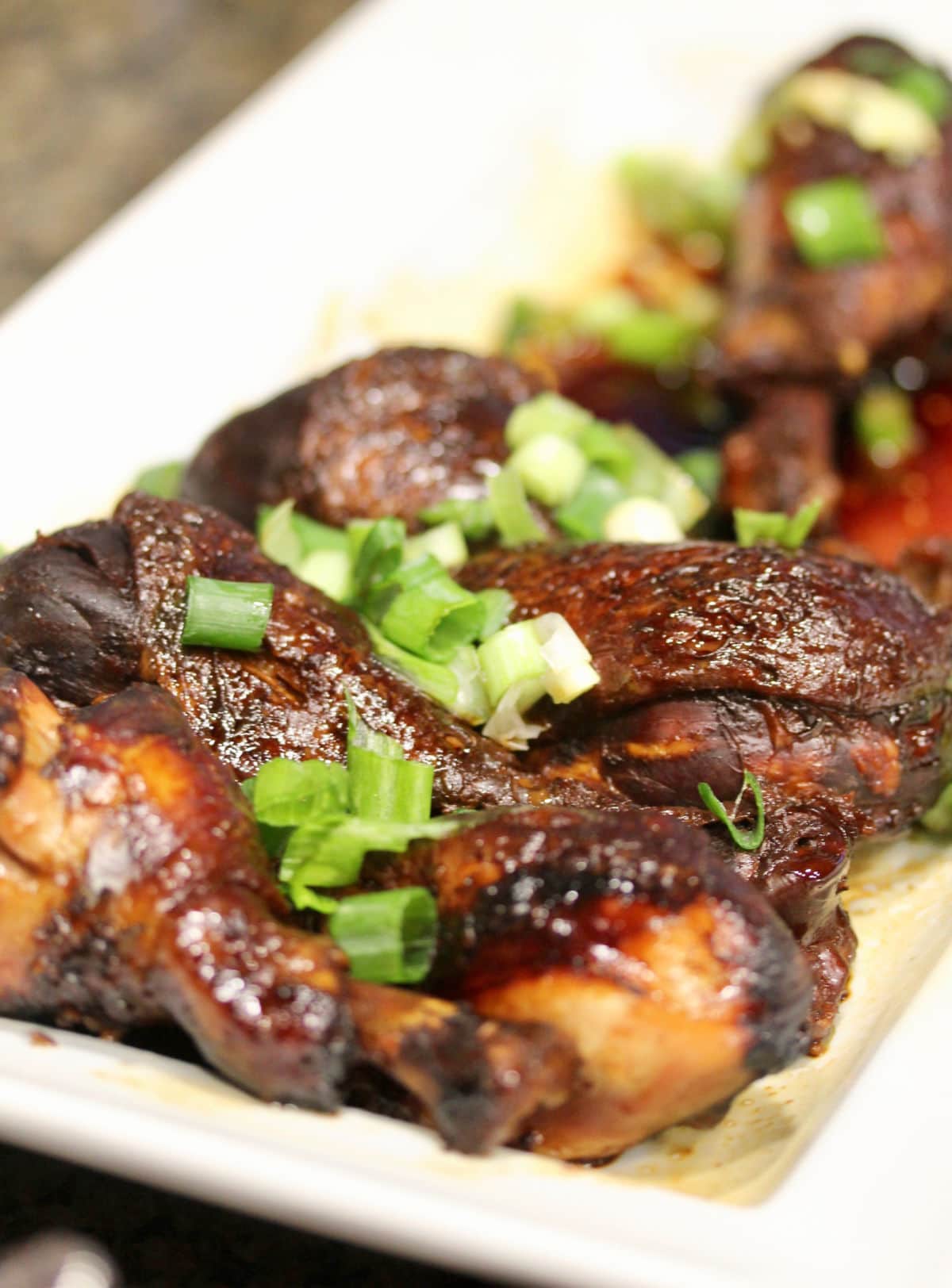 Slow Cooker Mahogany Chicken Legs close up.