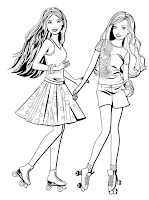 2 friends on skates coloring page