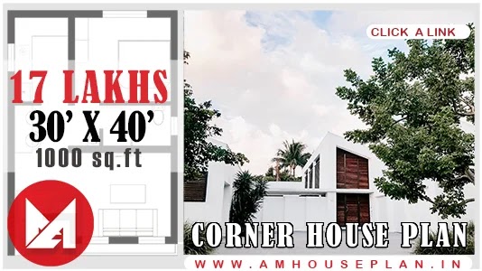 30 x 40 Corner Plot House Plan with Spiral staircase Inside