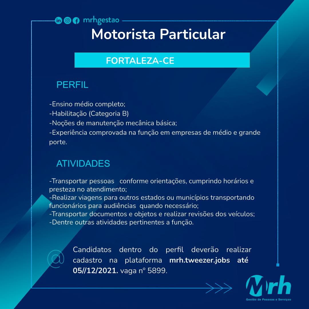 Motorista Particular - Prorrogada