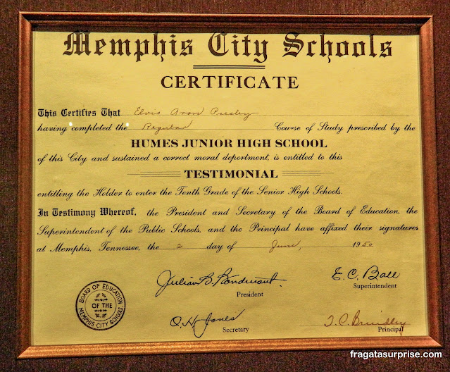 Diploma do ensino médio de Elvis Presley