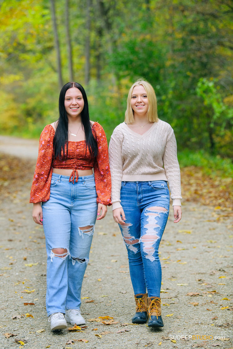 Twin Senior Pictures with Pet dog Puppy in Nichols Arboretum by SudeepStudio.com Ann Arbor Senior Portrait Photographer