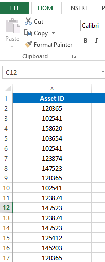 List of asset ids