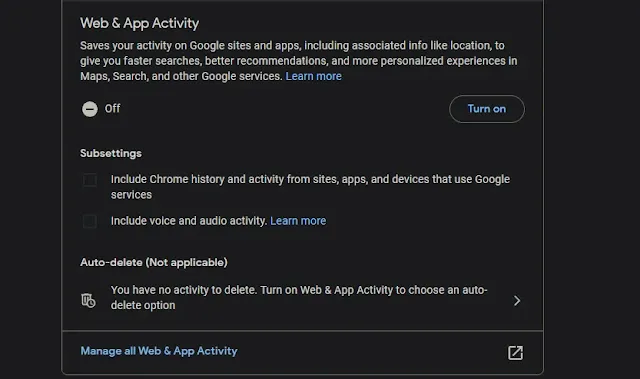 نشاط تطبيق الويب من Google إيقاف ميزة "الصوت"