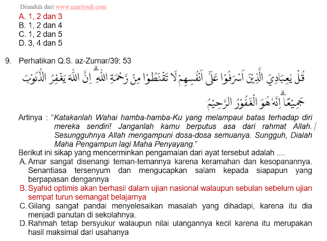Download Soal PAS Kelas 9 Semester 1 Pendidikan Agama Islam dan Budi Pekerti dan Kunci Jawaban Kurikulum 2013