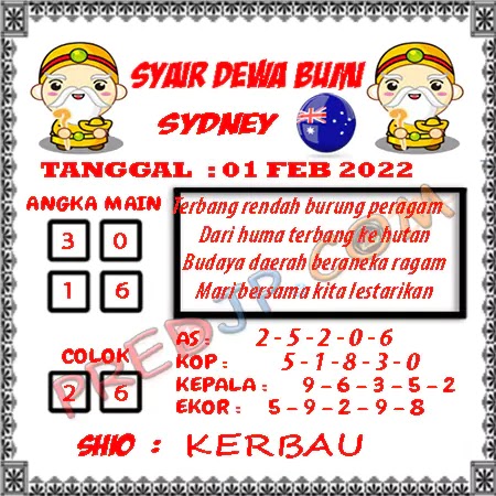 Prediksi Dewa Bumi Sdy Rabu 01-Feb-2023