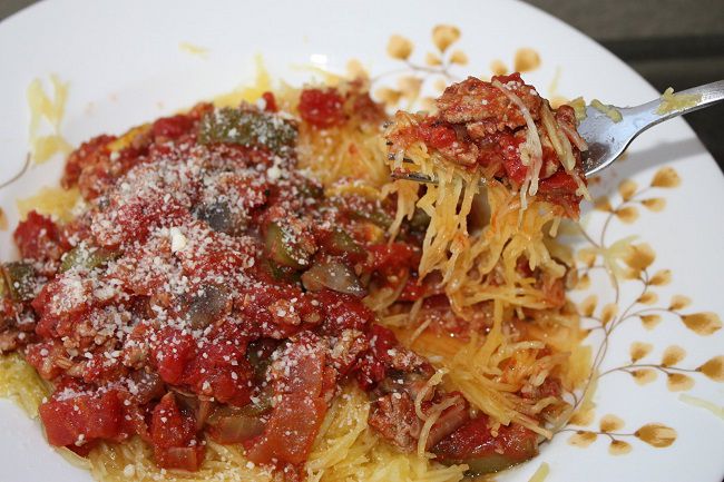 Spaghetti Squash with Turkey Vegetable Ragu Recipe