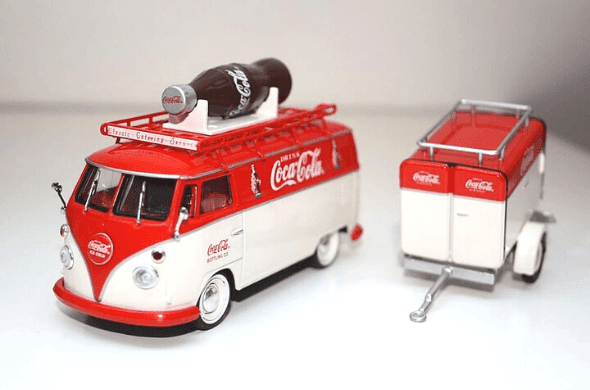 volkswagen t1 panel van 1:43 coca cola, camions et camionnettes coca-cola 1:43 altaya