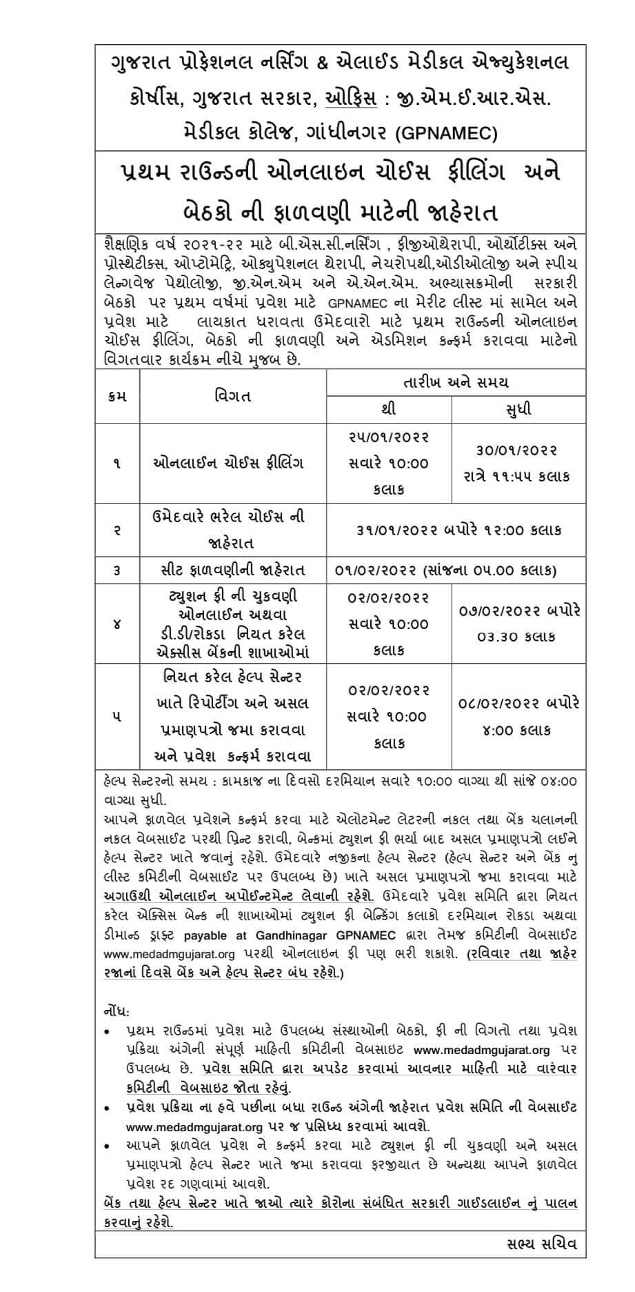 Gujarat Nursing Merit List 2021